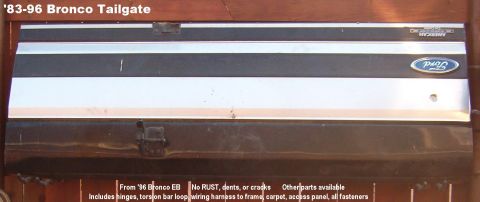 1983 Ford Bronco - SOLD '83-96 Bronco Tailgate from '96 Black EB, with '92-96 trim panel (F2TZ-98425A34-A) Inside latch handle doesn't lie flat. Trim panel sm…