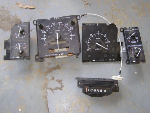 1993 Ford Bronco - Instrument cluster gauges and gear shift indicator from a 1993 Ford Bronco.