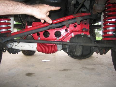 2001 Jeep Wrangler - Close-up view of the suspension and steering system of a Jeep Wrangler.