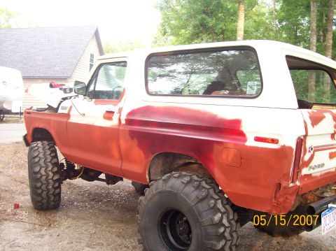 1978 Ford Bronco - This 1978 Ford Bronco is shown from the side, in the process of being prepped for a new paint job.