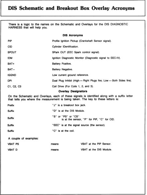 1993 Ford Taurus - This document appears to be a technical manual or parts list related to a DIS module.