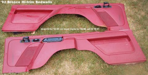 1983 Ford Bronco - Red Bedwall Panels from a '92 Bronco EB Panels without cargo cover tracks are stock for '92-93 Broncos, but otherwise, these panels are cor…