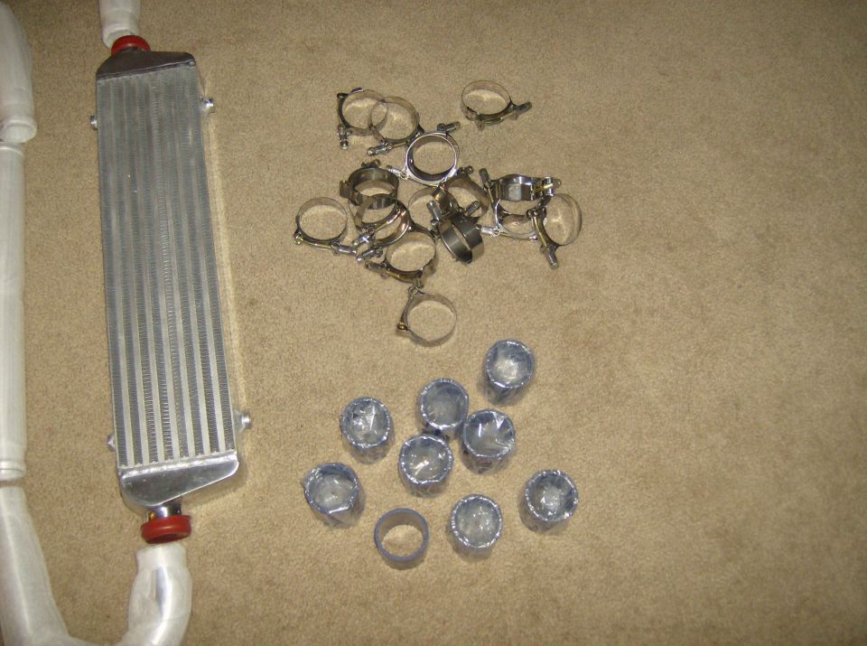 Intercooler and hose clamps on carpet