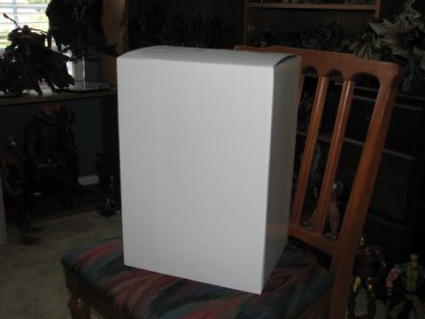 1991 Ford Bronco - A white box is placed on a chair in a room filled with various figures and shelves.