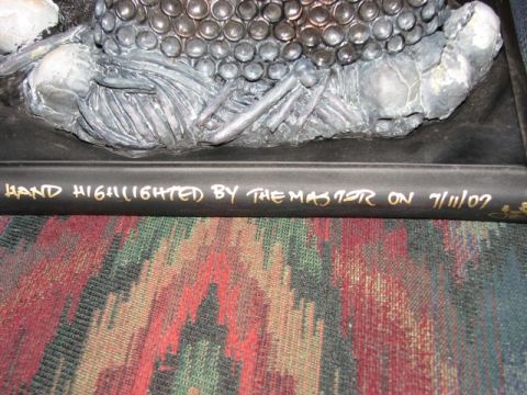 1991 Ford Bronco - Handwritten text on a sculpture base indicates it was highlighted on July 11, 2002.