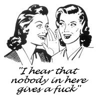 1995 Ford Bronco - A vintage illustration depicts two women sharing gossip, accompanied by a candid, albeit cynical, quote.