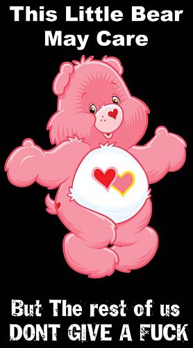 1995 Ford Bronco - A pink bear with hearts on its belly is depicted with text above and below.