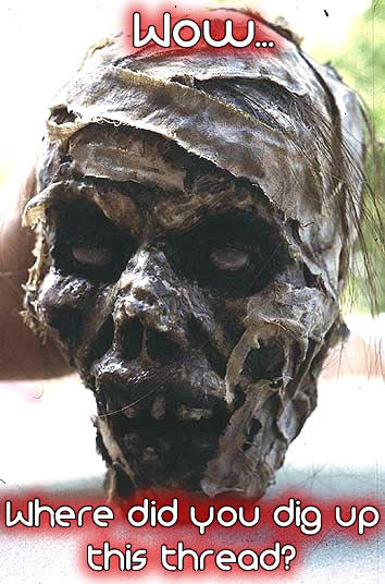 1995 Ford Bronco - A prop resembling a decaying zombie head is shown with text overlays asking about the origin of a thread.