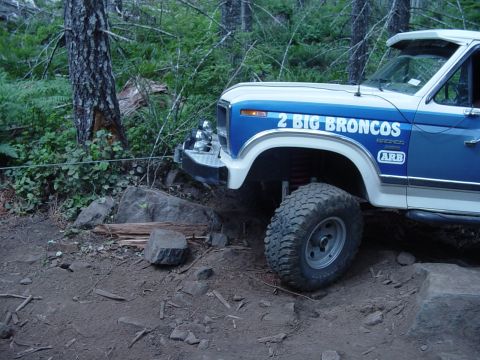 1989 Ford Bronco - We got a little bit of slack in the cable, and the truck bounced back into the tree you can see here, and....