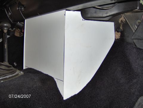 1978 Ford Bronco - Custom center console panel being fabricated inside a vehicle's interior.