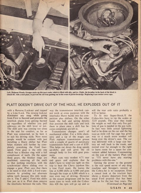 1968 Ford Mustang - Close-up view of engine bay components and transmission parts, with hands indicating specific areas.