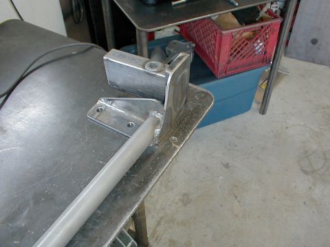 1996 Ford Bronco - Custom metal bracket assembly with visible text 'DRIVERS' on a workbench.