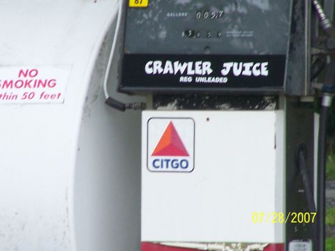1979 Ford F-150 - Gas pump displays 'CRAWLER JUICE' and the Citgo logo, with a date stamp of 07/28/2007.