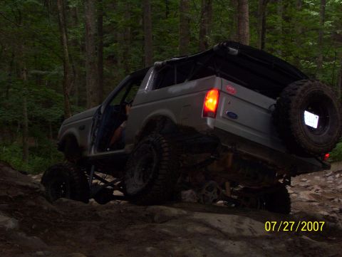 1978 Ford Bronco - This 1978 Ford Bronco navigates a challenging rocky terrain with its soft top removed.