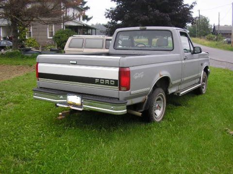 1994 Ford Probe - Gray Ford F-150 pickup truck from the rear, parked on a grassy area next to a road.