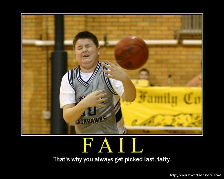 Boy in a basketball jersey fumbles a ball, with a yellow banner reading "Family Co" in the background