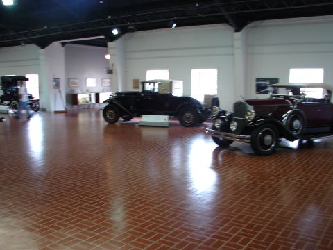 1993 Ford Taurus - Multiple antique cars are parked inside a building with large windows and high ceilings.