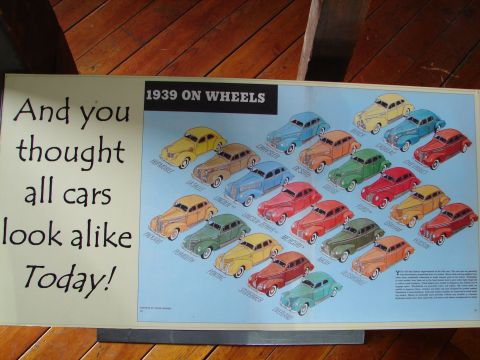 1993 Ford Taurus - A diagram displays various car models from 1939, illustrating the diversity of automotive design in that era.