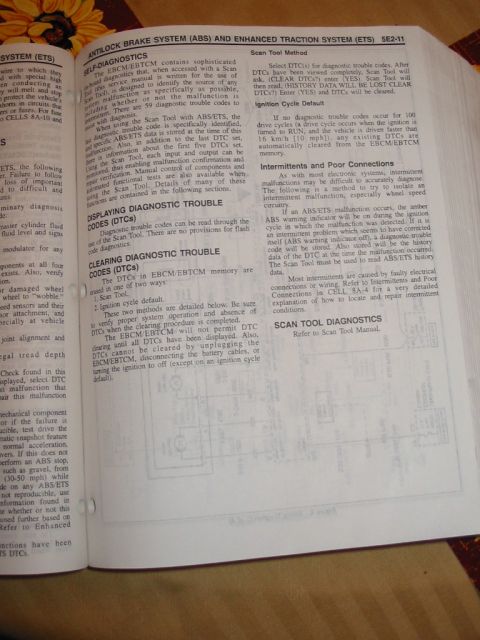 1997 Pontiac Grand Prix - Page from a service manual explaining ABS/ETS diagnostic trouble codes and scan tool procedures.