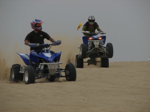 2003 Suzuki LTZ400 - DRAGS: Tobby and Raoul after the racer.