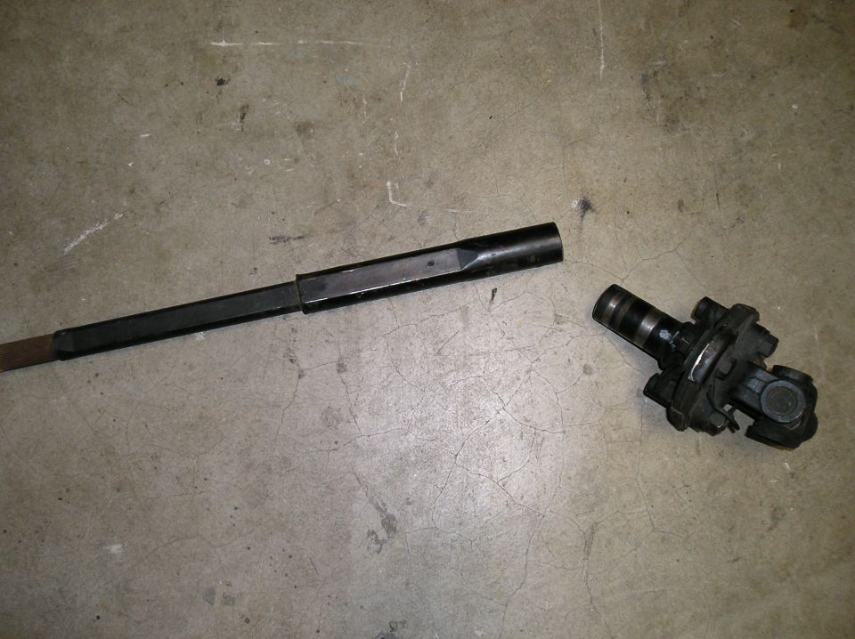 Steering shaft and universal joint on concrete floor