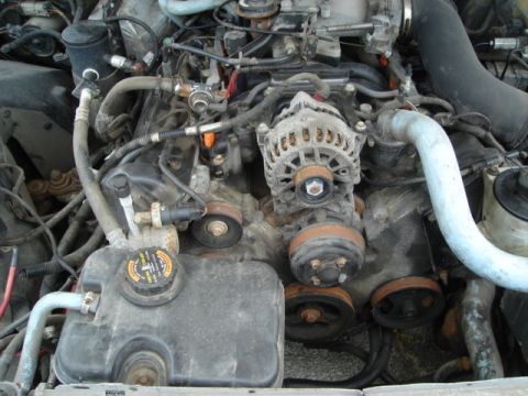 2000 Ford Crown Victoria - Close-up view of a vehicle's engine compartment, showing various components and hoses.