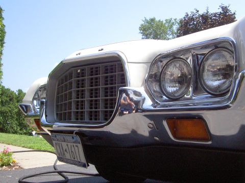 1972 Ford Ranchero - Front view of a 1972 Ford Ranchero, showing its distinctive grille and headlight assembly.
