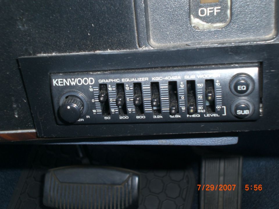 Kenwood graphic equalizer with sliders and EQ/SUB buttons
