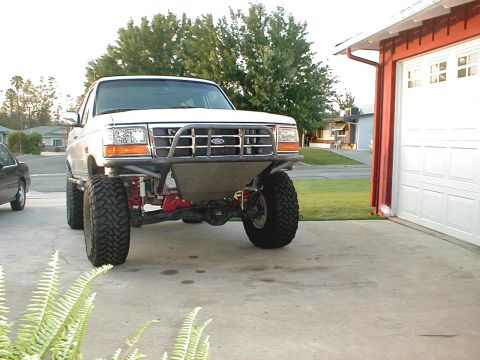 1996 Ford Bronco - This 1996 Ford Bronco features a custom front bumper and lifted suspension, its off-road capabilities.