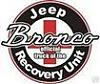 1996 Ford Bronco - A small circular club-style emblem graphic reading 'Bronco Recovery Unit' with an eagle crest, not a photograph of a vehicle.