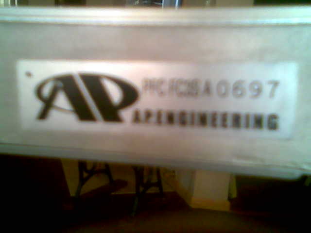 Label on a part reads AP ENGINEERING and PRCFC2BA0697
