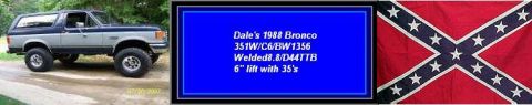 1979 Ford F-150 - This 1988 Ford Bronco features a two-tone paint scheme and is equipped with a 6-inch lift and 35-inch tires.
