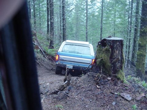 1989 Ford Bronco - Todd heading for the downhill slippery section
