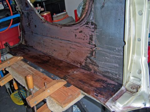 1967 Ford Ranchero - left fender after dirt removal