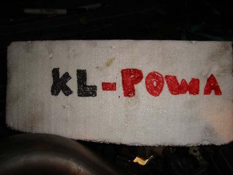1995 Mazda MX-6 - Styrofoam block with hand-drawn text 'KL-POWA' is visible in the image.