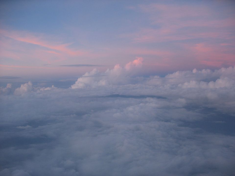 Clouds at sunset with pink and blue sky