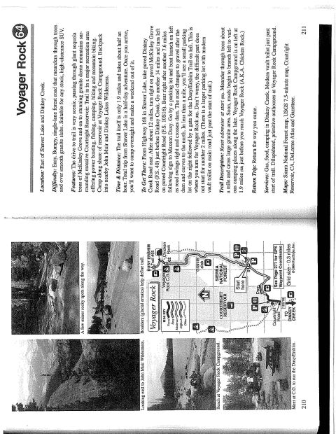 1967 Ford Bronco - This document describes the Dusy-Ershim trail and Voyager Rock, including maps and photos of the area.