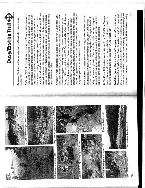 1967 Ford Bronco - Trail guide page describes Dusy/Ershim Trail and includes photos of the terrain and vehicles.