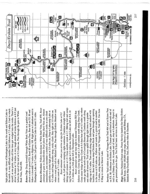 1967 Ford Bronco - This map details the Dusy-Ershim Trail, including mileage and terrain information.