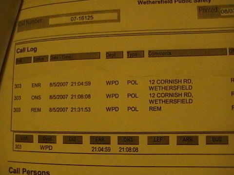 1990 Ford Bronco - This document displays a call log with entries from 2007.