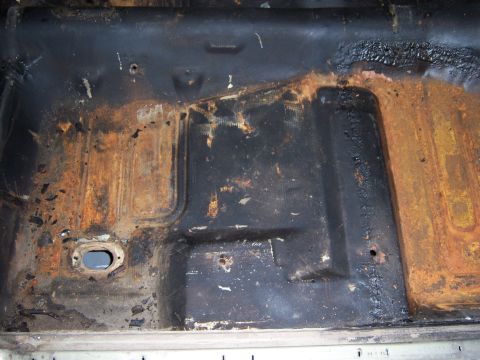 1967 Ford Ranchero - the worst of the right floor pan is not really bad at all its mostly what ever they used to seal the bottom - appears to be undercoating an…