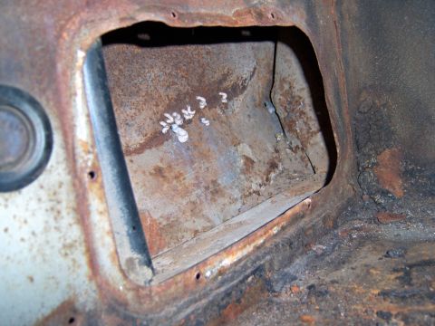 1967 Ford Ranchero - when my step son dragged the car along the house one day I used some cheap bondo to fill it, this is the area where i had to beat the dent…