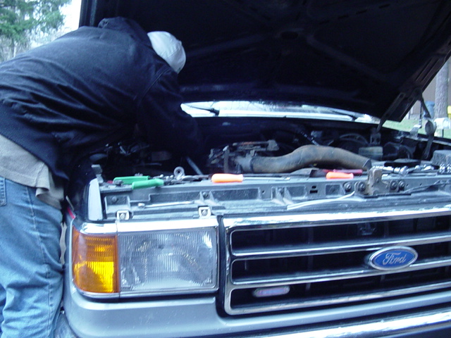 Todd working on the wires
