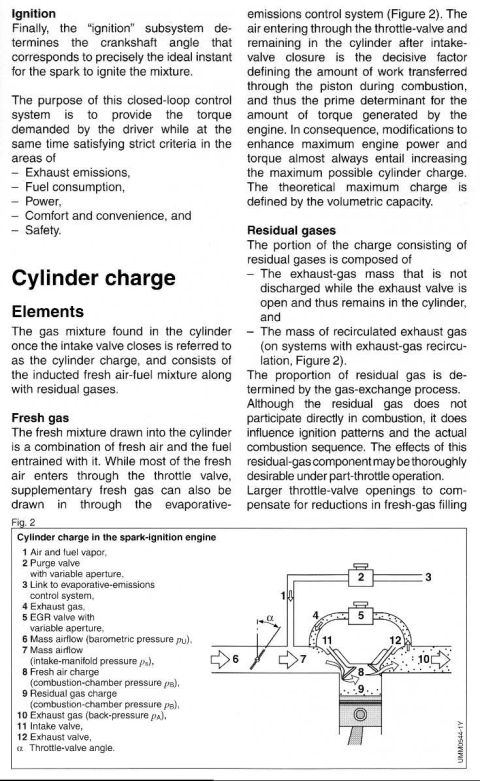 1993 Ford Taurus - This diagram illustrates the process of cylinder charge in a spark-ignition engine, detailing the intake and exhaust cycles.