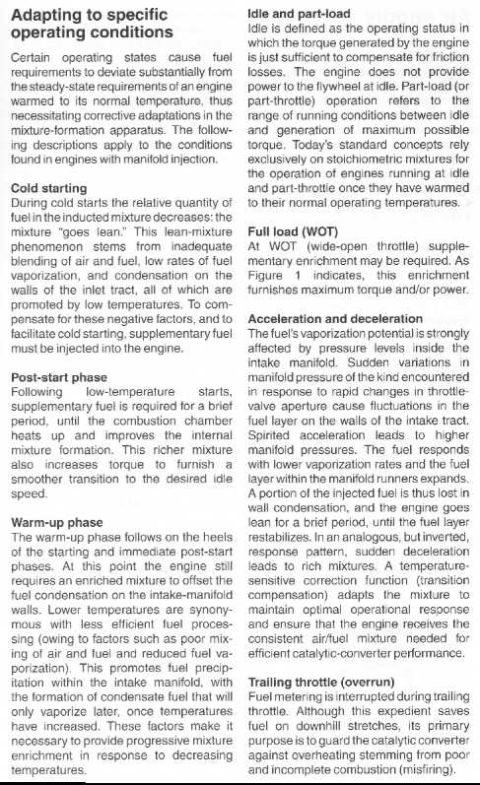 1993 Ford Taurus - This document details various engine operating conditions and their effects on fuel mixture and performance.