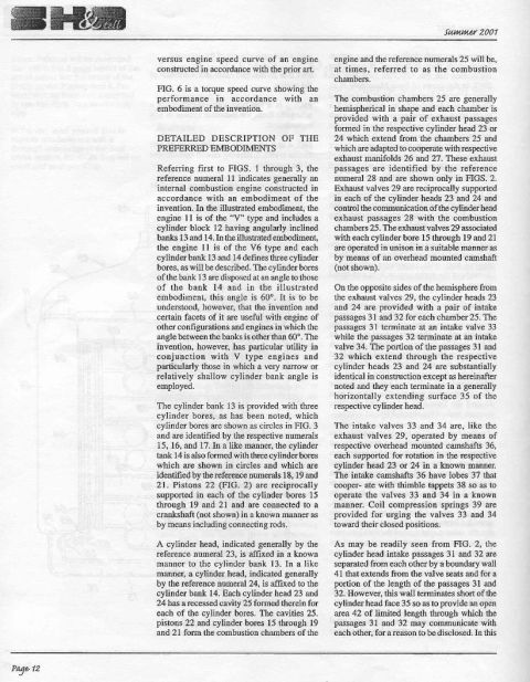1993 Ford Taurus - This document appears to be a patent filing or technical paper, text and diagrams related to the Yamaha SHO Engine.