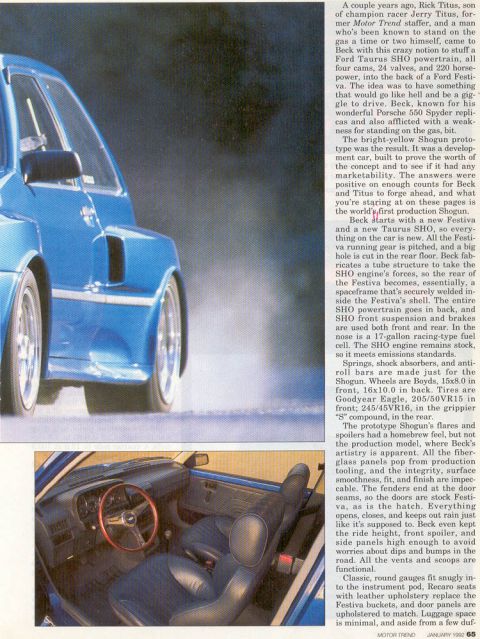 1993 Ford Taurus - A custom blue car is shown from the exterior and interior, racing bucket seats and an aftermarket steering wheel.