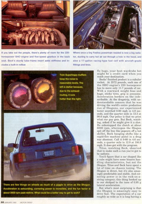 1993 Ford Taurus - This car is described as a "Shogun" and is shown in a "Motor Trend" article.