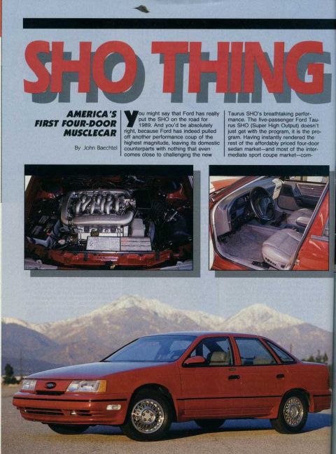 1993 Ford Taurus - This 1993 Ford Taurus SHO is featured in a magazine article about the "America's First Four-Door Musclecar."
