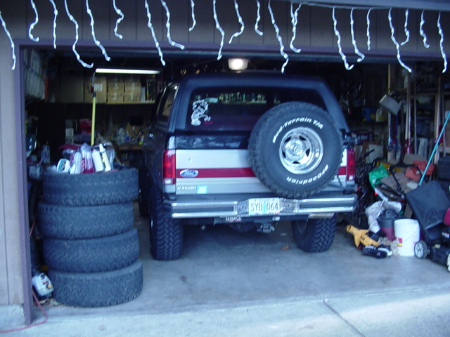 Rear veiw of the garage. I fit with 3/4" to spare on the top